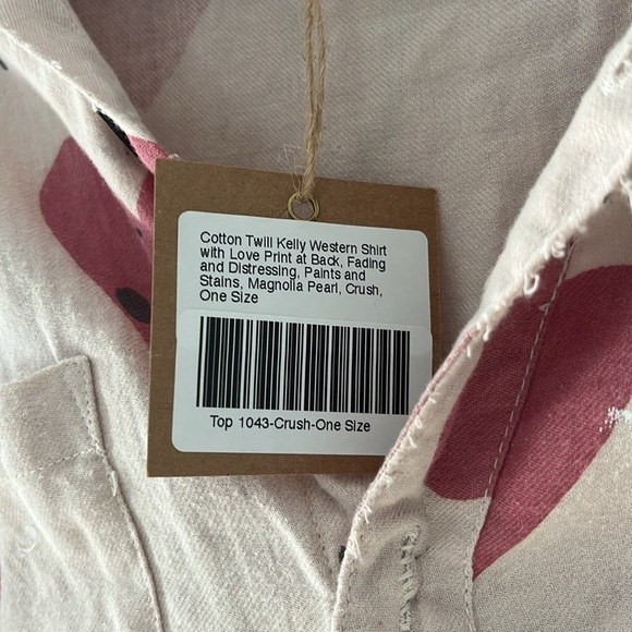 NWT Magnolia Pearl cotton twill Kelly western shirt with love print on back - Picture 2 of 4